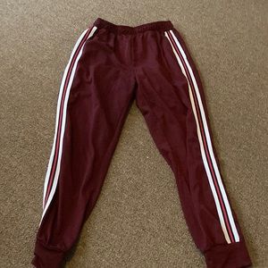 Maroon size medium joggers with stripes